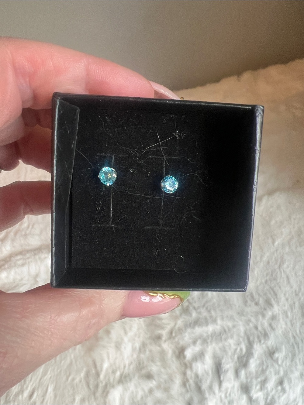 Blue Round Crystal Stud Earrings - Women Jewelry